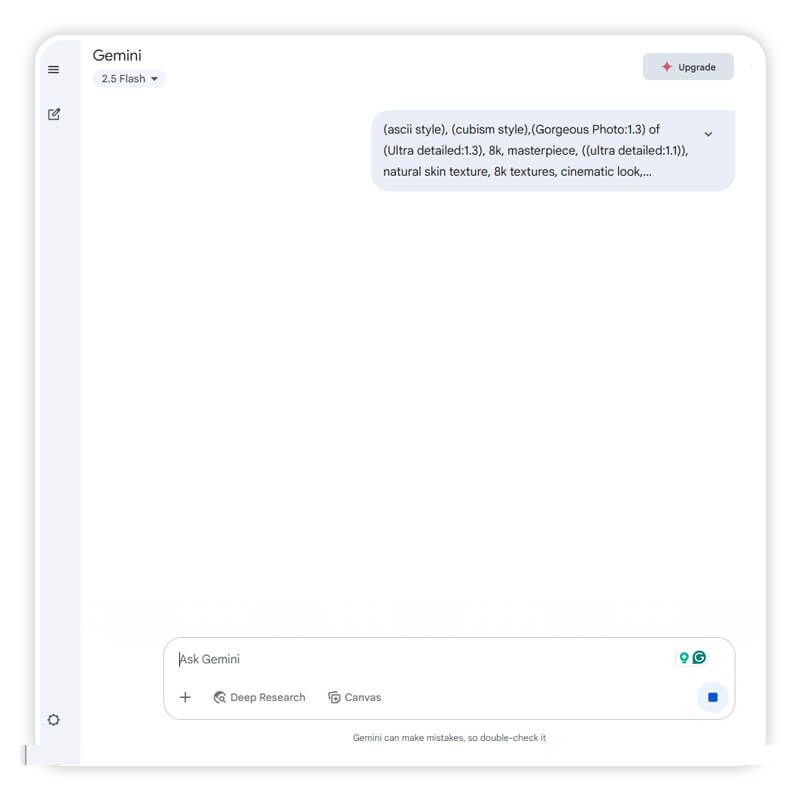 Campo de texto para inserir o prompt no Gemini.