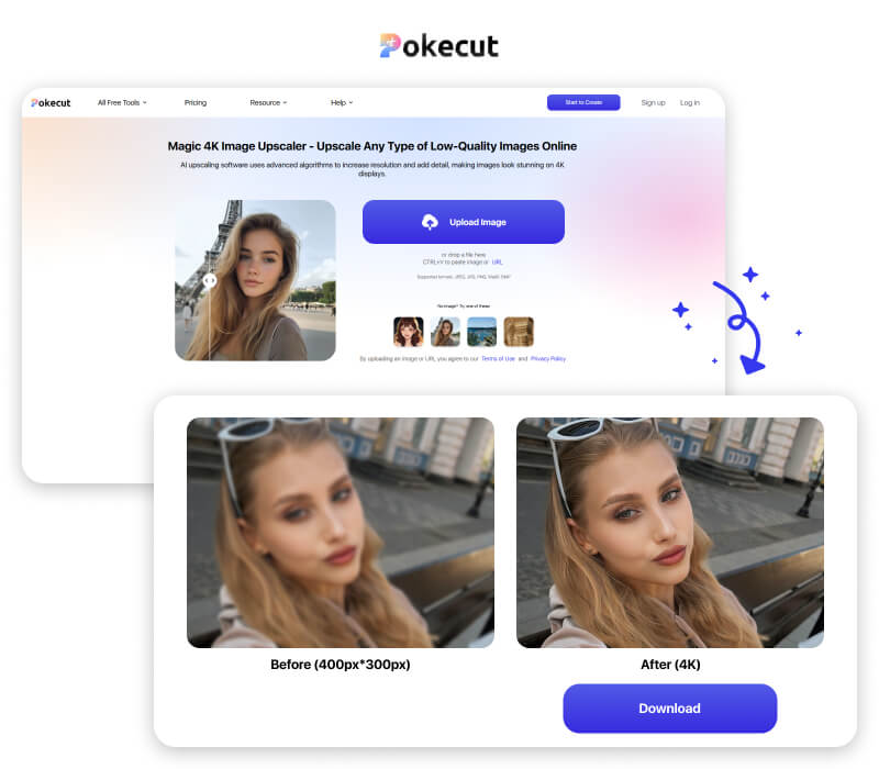 Pokecut AI Photo Enhancer: Miglior Scelta per Upscaling Immagine 4K