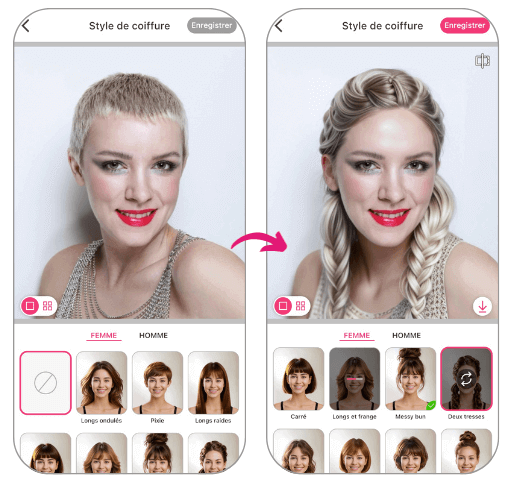 Application coupe de cheveux femme gratuit pour tester des coupes femmes