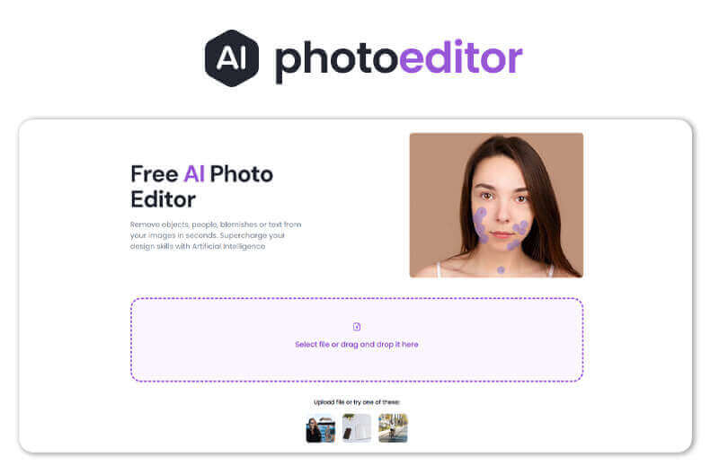 Interface do editor de fotos online Photoeditor.ai