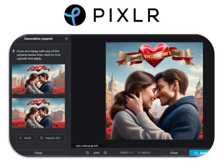 Editor de Fotos Online Pixlr para expansão de imagem generativa com IA