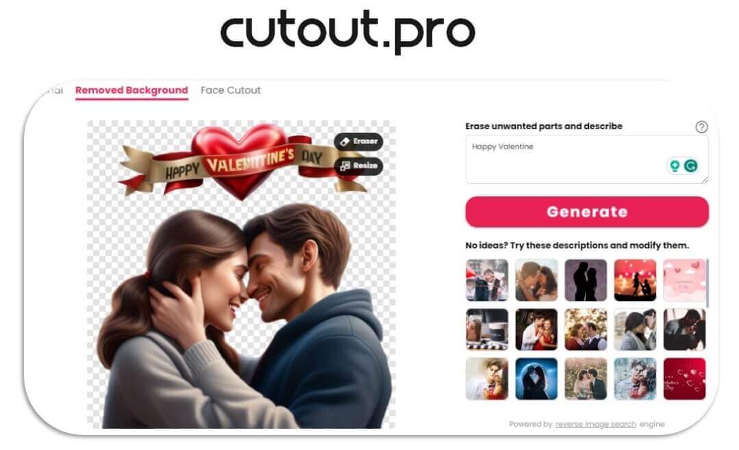 Editor de Fotos Cutout Pro especializado em geração de fundo com IA