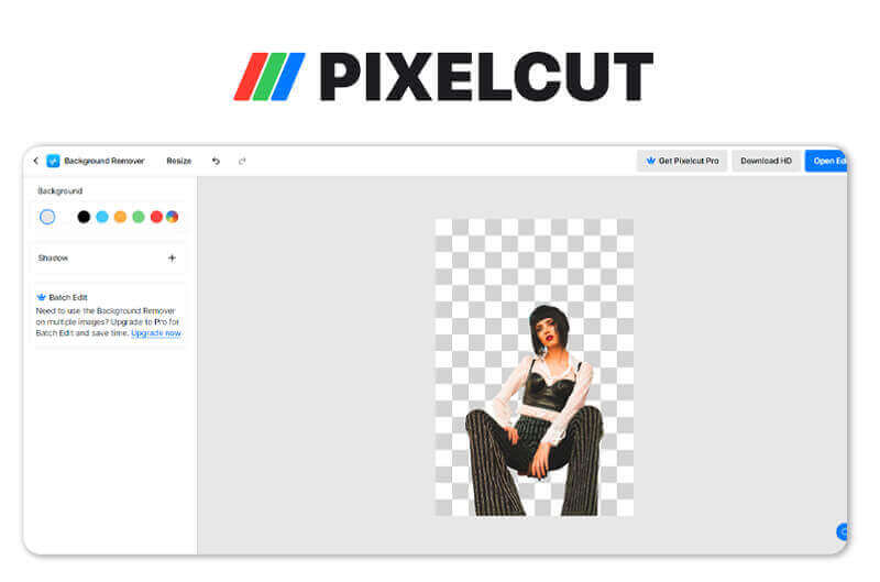 Interface do editor de fotos com IA Pixelcut