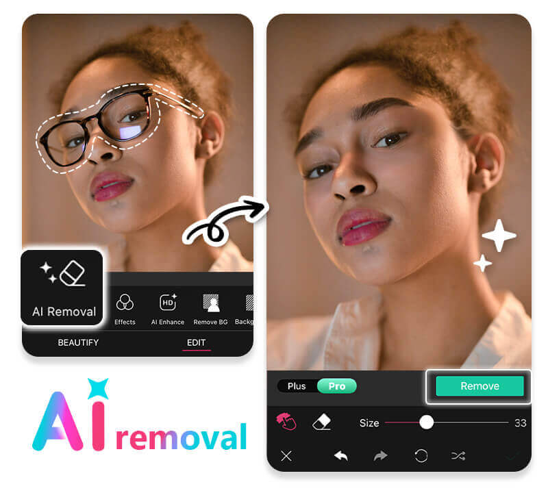 Supprimer des lunettes des photos avec la gomme d'objet sur iPhone