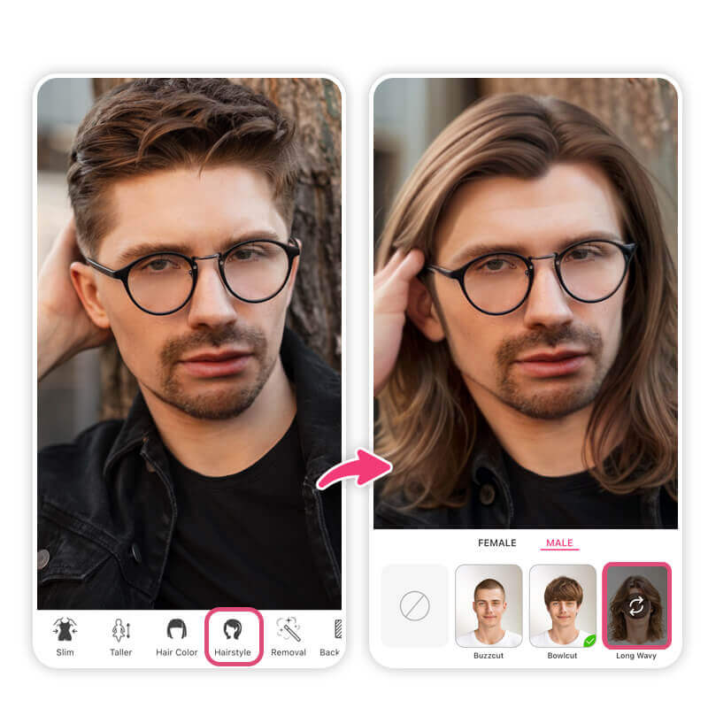 Try on men's hairstyles using YouCam Makeup