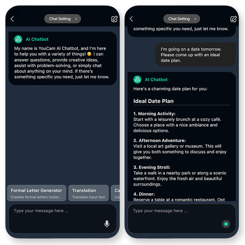 YouCam AI Chat como assistente para tarefas diárias