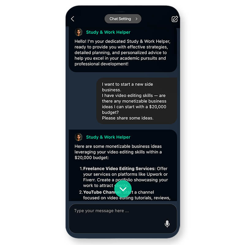YouCam AI Chat como assistente para estudos e trabalho