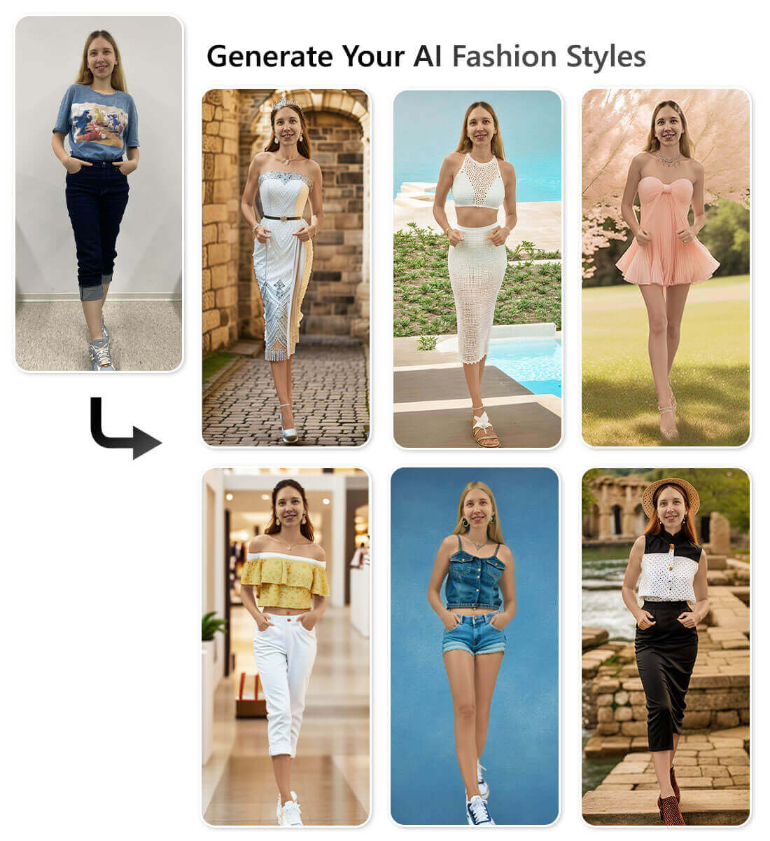 Generate AI Fashion styles with YouCam Perfect to try outfit picker filter