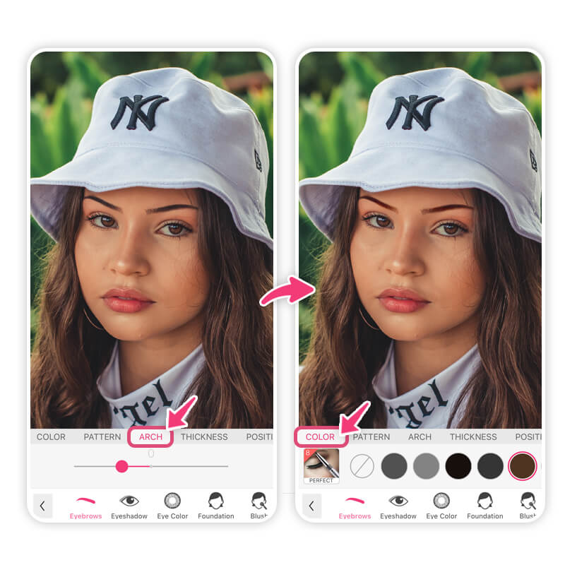 You can adjust the thickness, arch, and color of your skinny brows.