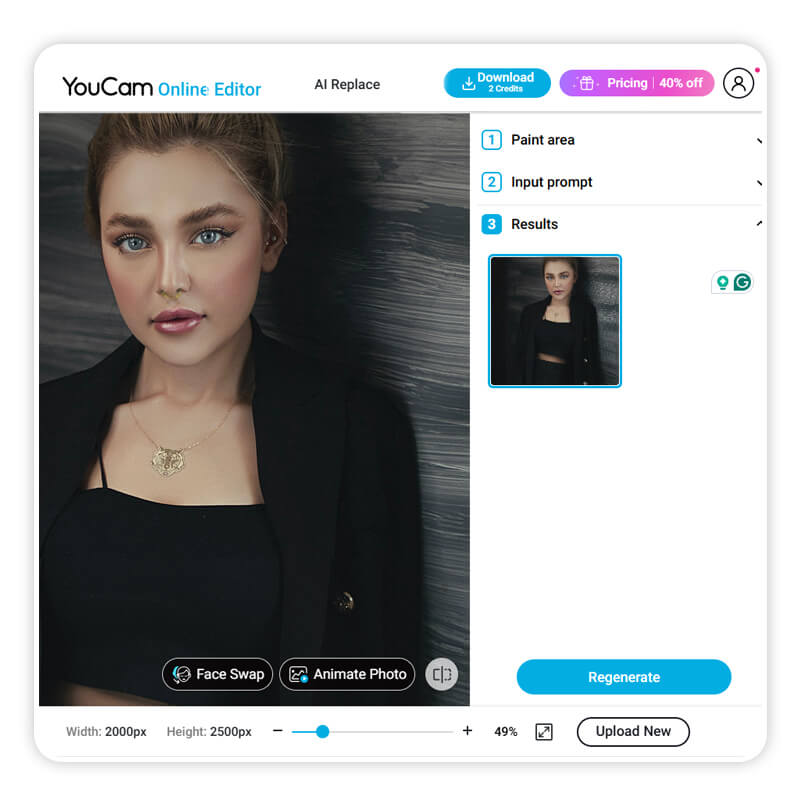 Comparison of before and after using an AI nose piercing filter online