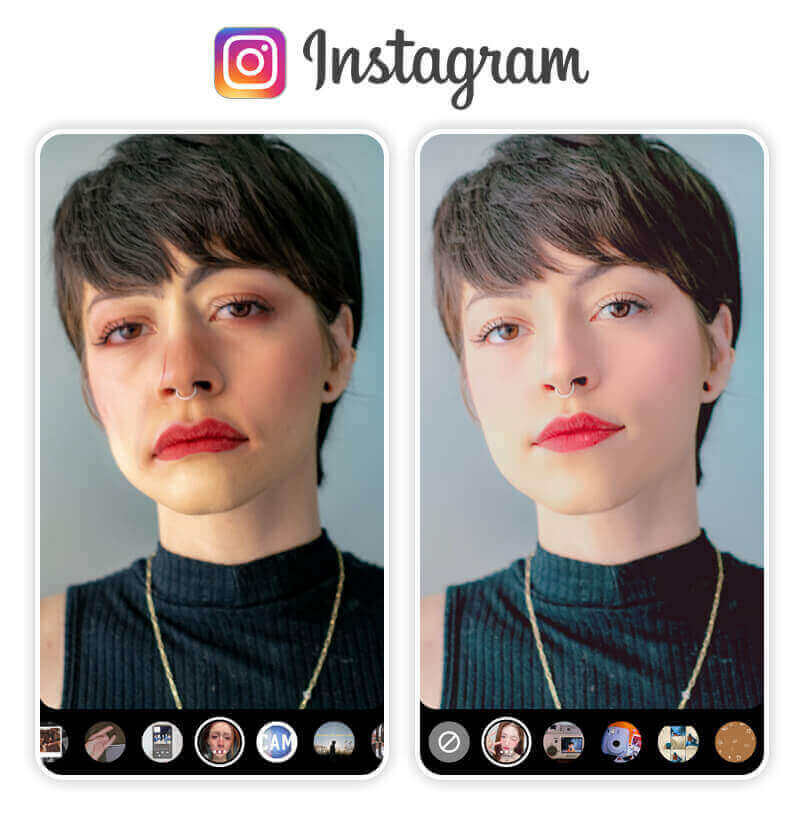 Application filtre visage : Instagram