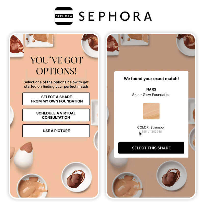 Application pour trouver son fond de teint : Sephora Find My Shade
