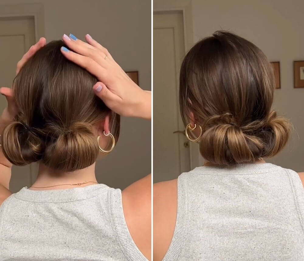 Low Space Buns Hairstyle