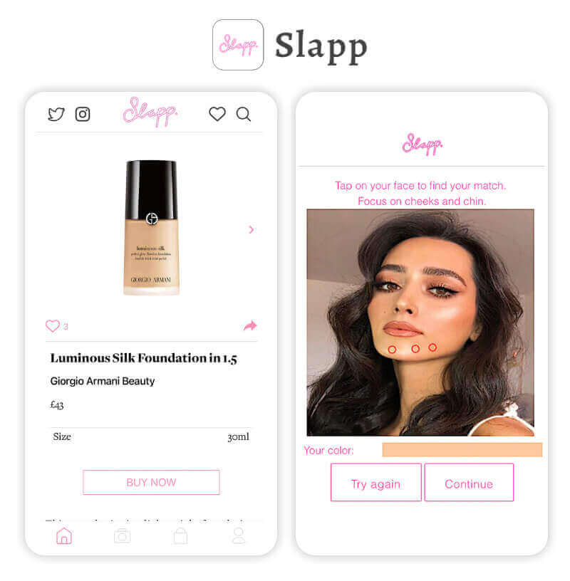 Application trouver fond de teint : Slapp