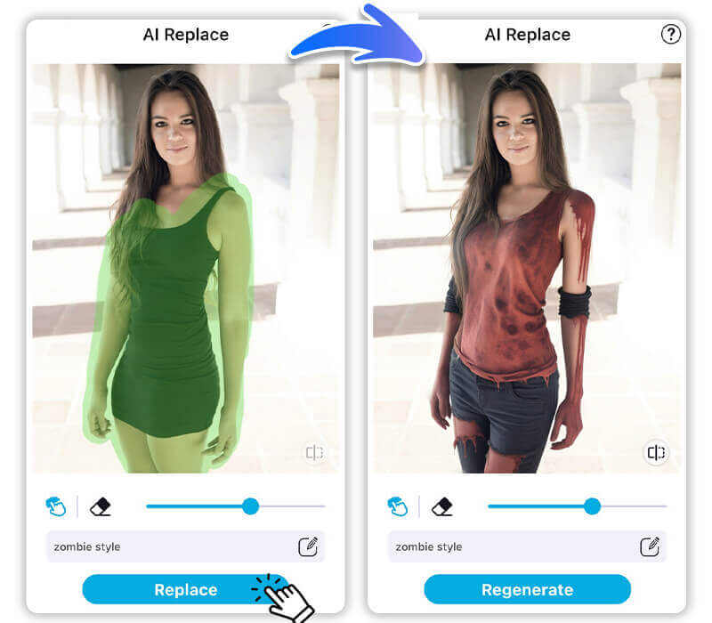 App Interface: Markierte Stellen auf dem Foto bekommen einen Zombie-Look.