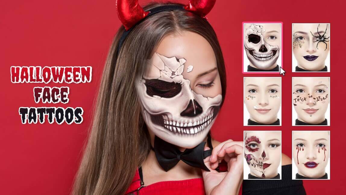 Halloween-Gesichts-Tattoos für gruselige Selfies