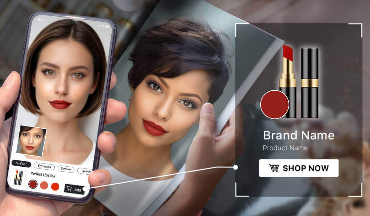 Solution d'achat par recherche d'images pour les marques de beauté : AI Makeup Transfer