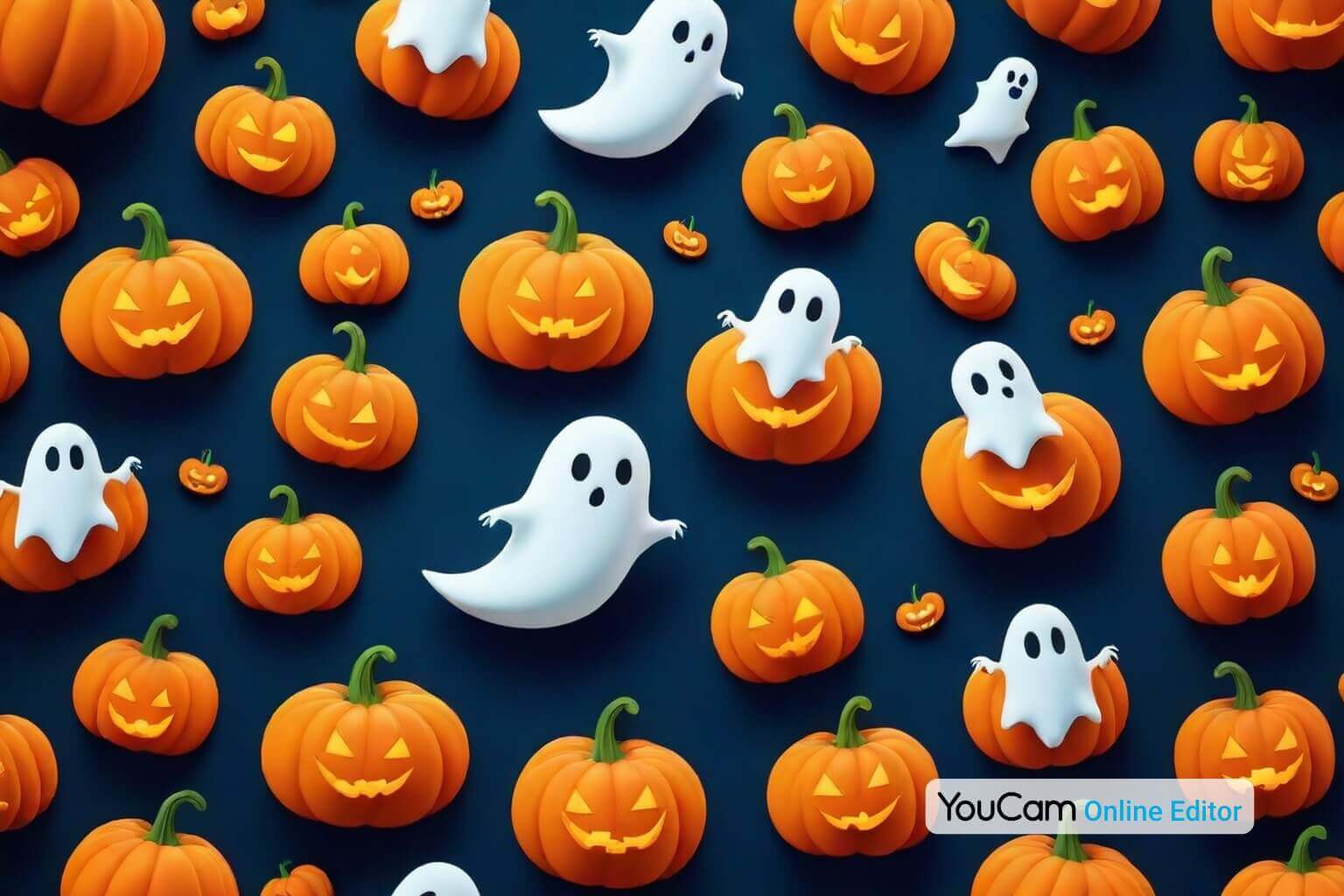Halloween Muster mit Kürbissen und Gespenstern