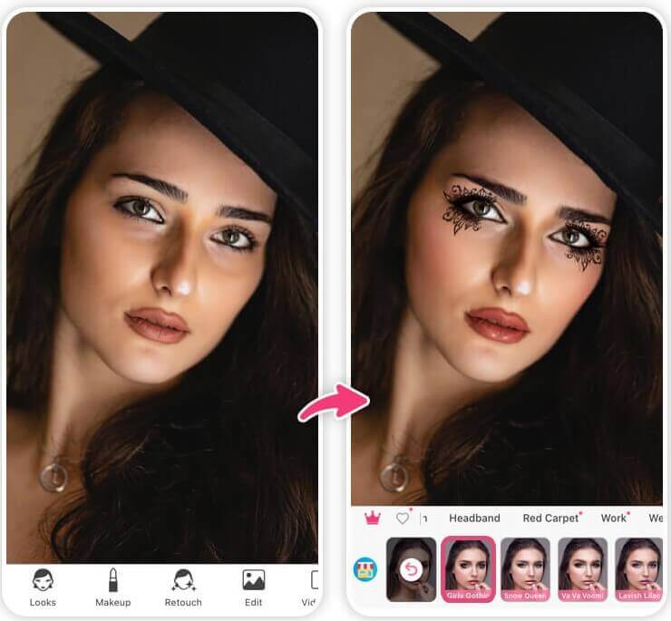 Frau mit einem Girly Gothic Makeup, das sich als düstere Fee für Halloween eignet.