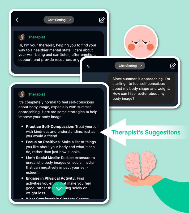 Eine Frau findet durch eine KI-Therapie-App auf ihrem Handy emotionale Unterstützung.