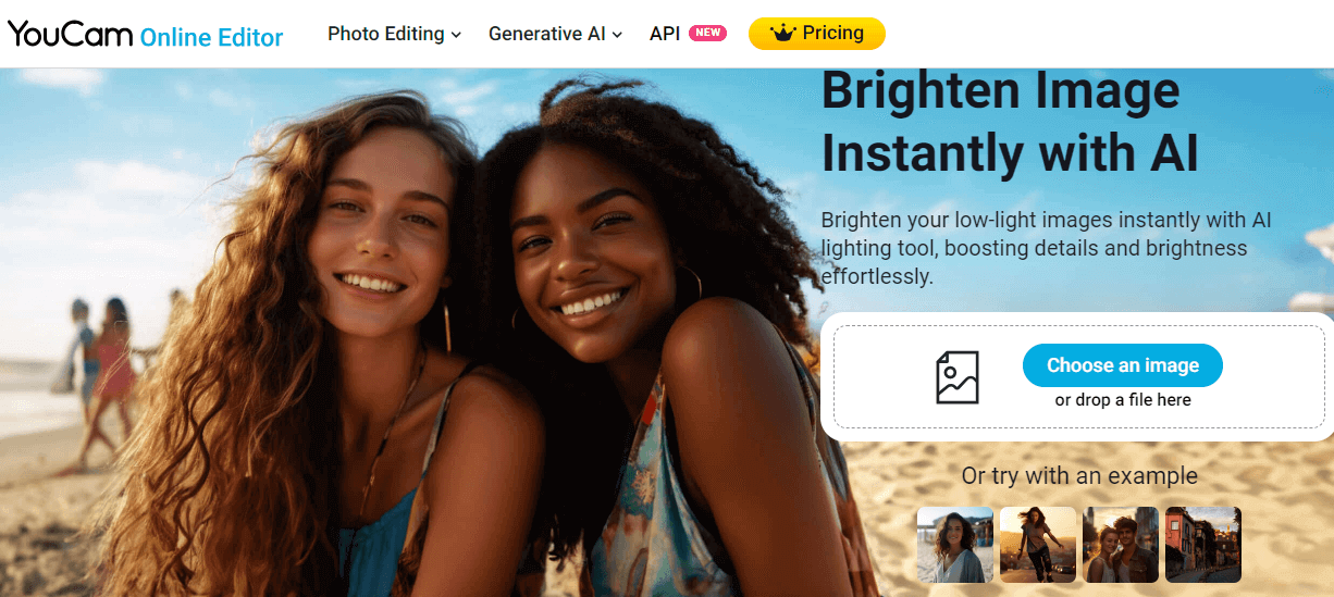 YouCam Online AI Image Brightener: AI Auto Brighten Your Photos for Free