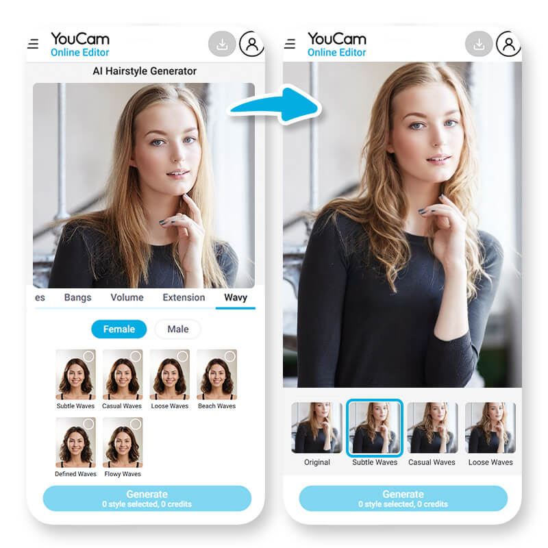 Simulateur coiffure IA en ligne