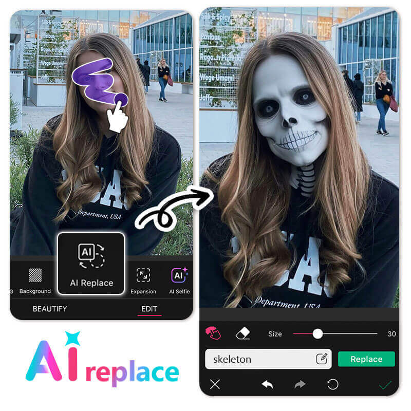 Skeleton Filter: Replace Face with Skull Face