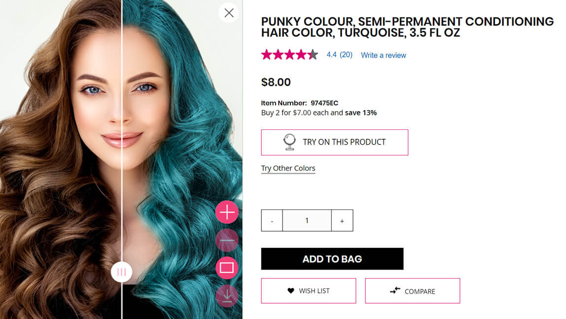  hair color virtual try-on demo and example
