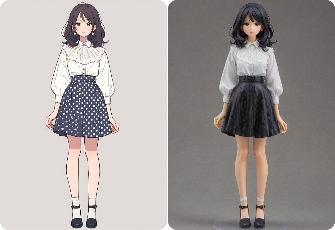 アニメキャラがAIフィギュアに変身