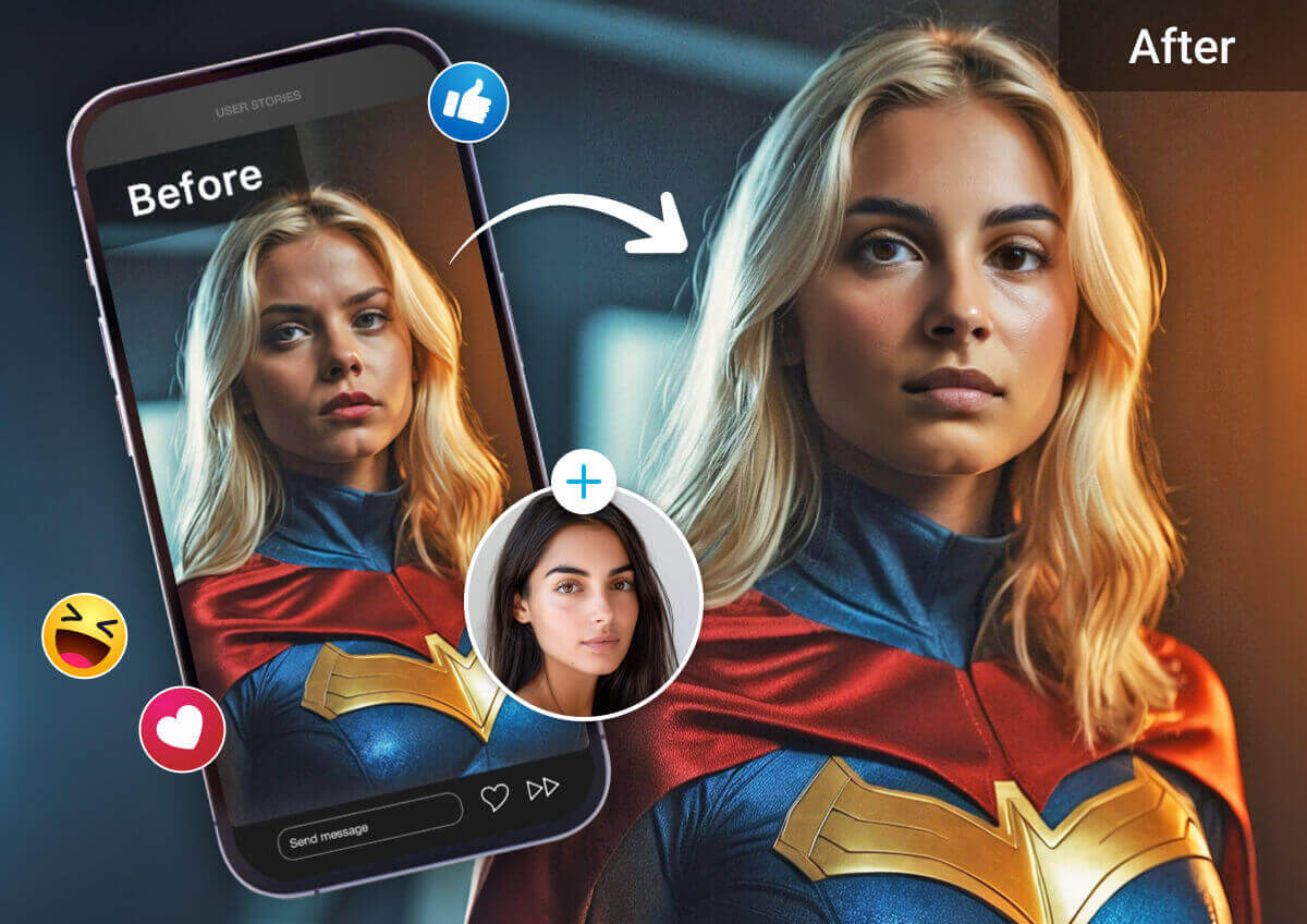 Use o YouCam Online Editor para trocar os rostos nas suas fotos.