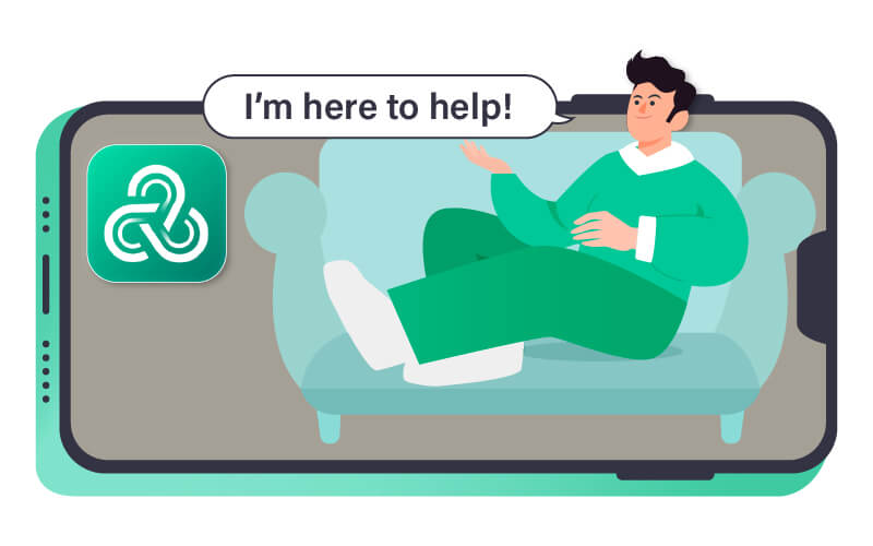 Eine Person nutzt eine KI-Therapie-App auf dem Smartphone für einen privaten Chat zur Selbsthilfe.