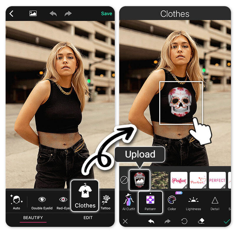 Adding custom sugar skull designs to clothes with the best sugar skull app