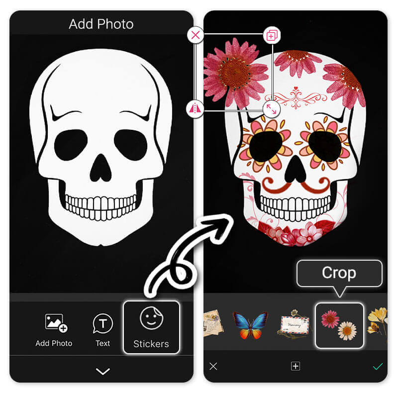 Add Stickers to Your Sugar Skull Photo