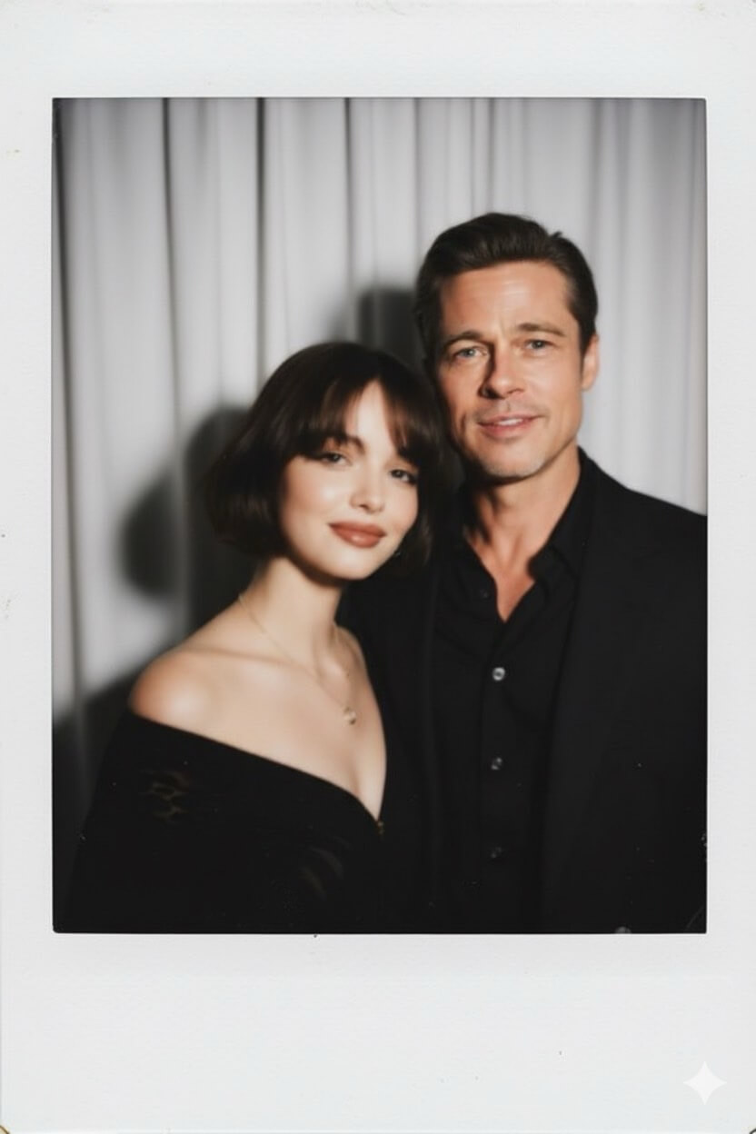 AI polaroid photo with Brad Pitt using Gemini AI Studio