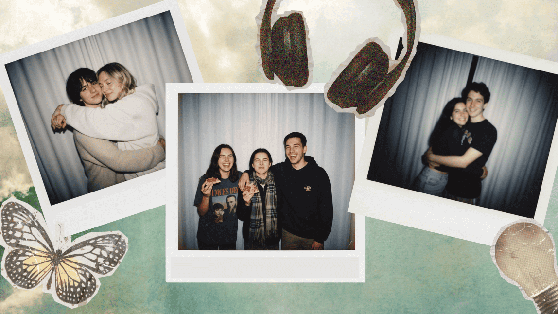 Collage de Polaroids con abrazos virtuales 