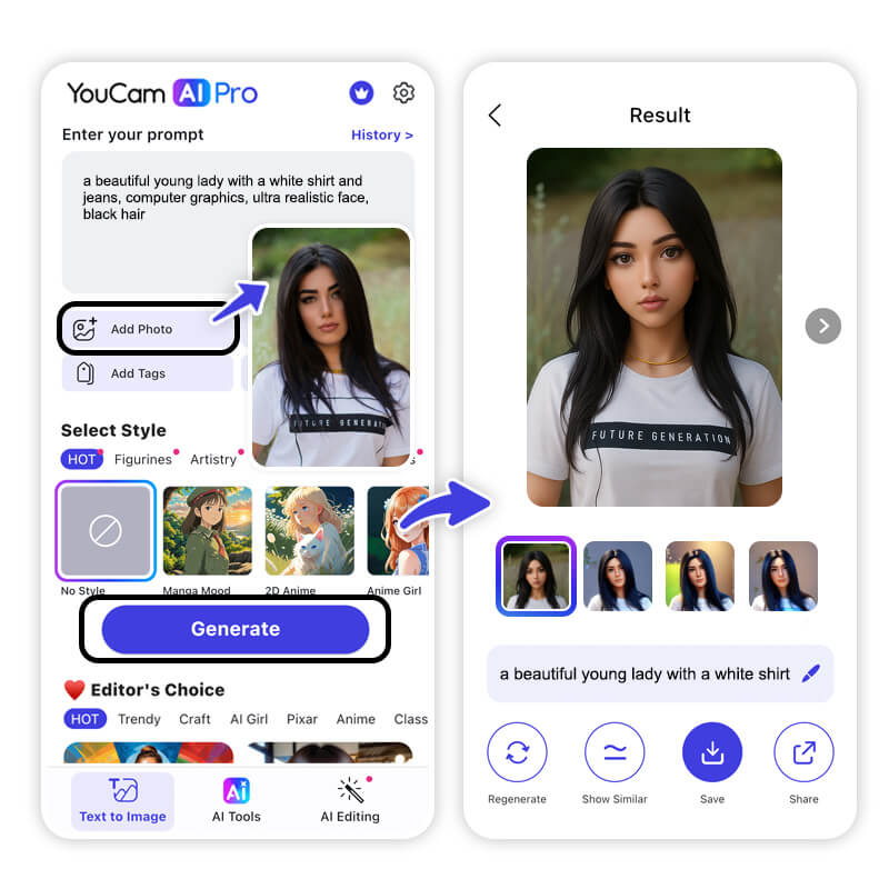 YouCam AI Pro : générateur d'images IA YouCam AI Pro : générateur d'images IA