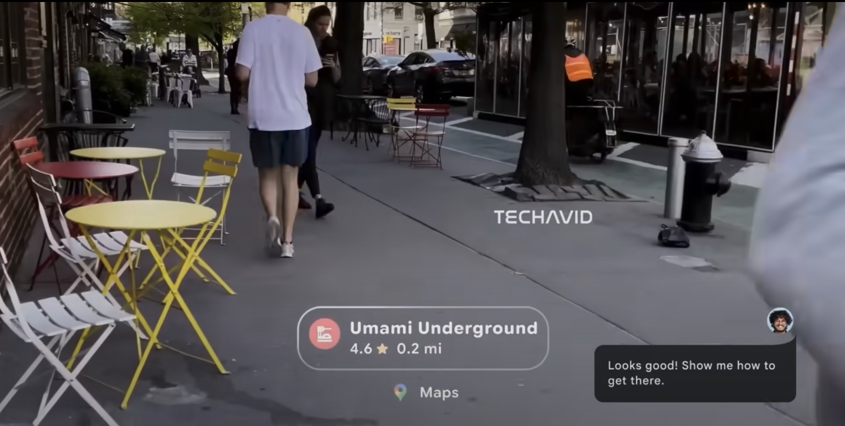 AR glasses displays map and directions