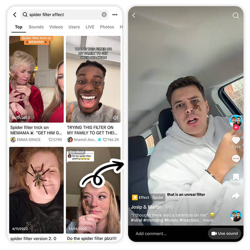 Essayez le filtre araignée tendance de TikTok pour des vidéos encore plus effrayantes cet Halloween.