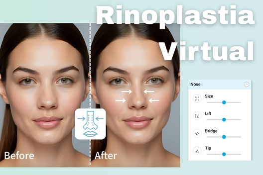 Visualización antes y después de una nariz con rinoplastia digital.