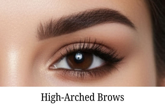 high-arched brows
