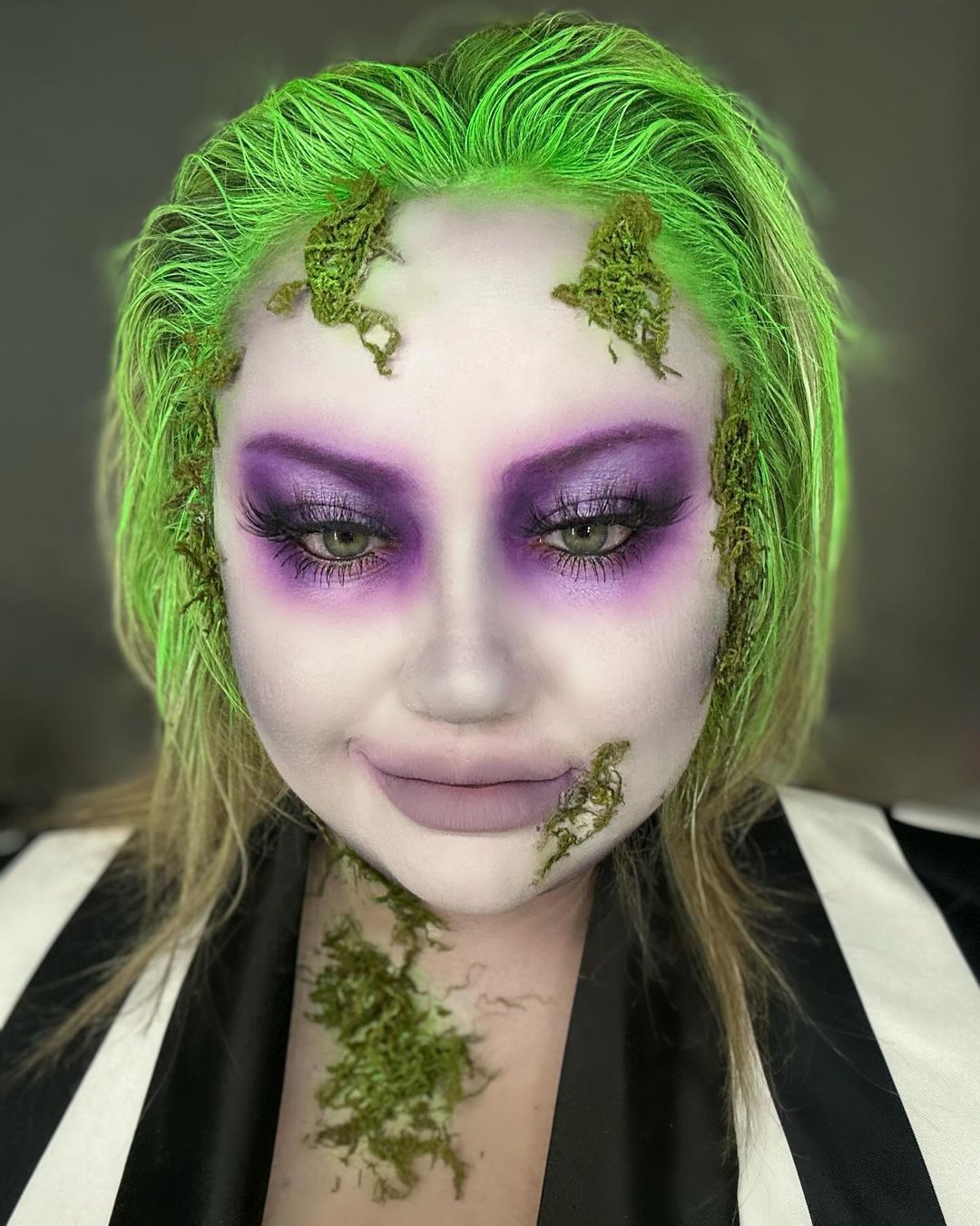 Beetlejuice makeup with scars and zombie effect