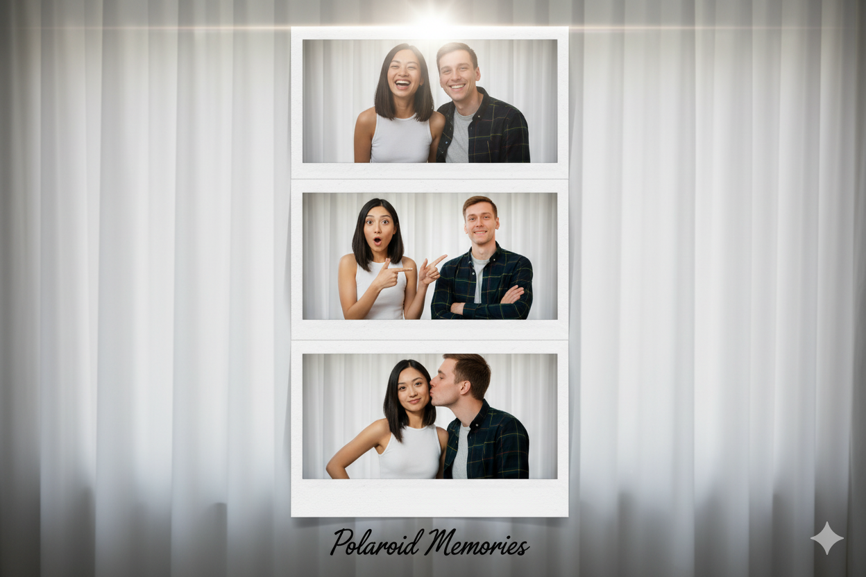 Gemini AI Polaroid of couple in photo booth style photos