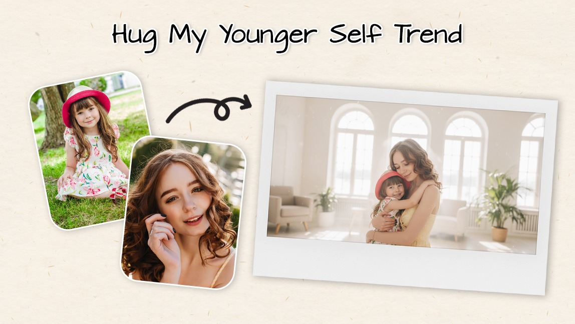 Create Hug My Younger Self AI Image with Gemini AI Nano Banana