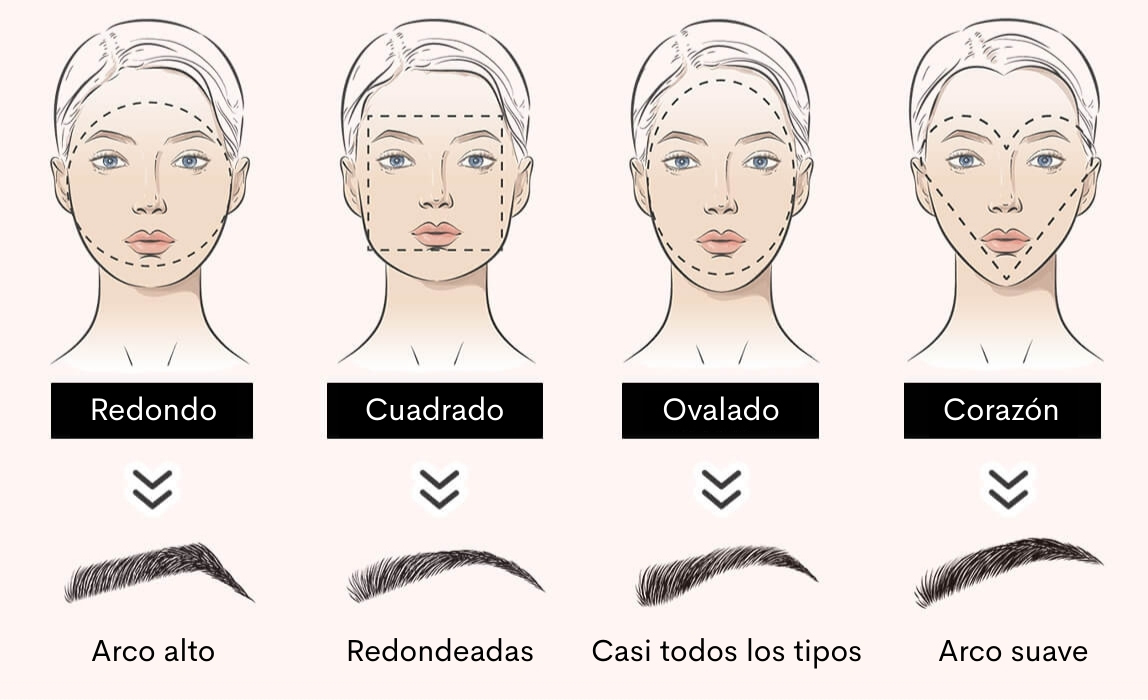 Ilustración de los mejores tipos de cejas para cada tipo de rostro.
