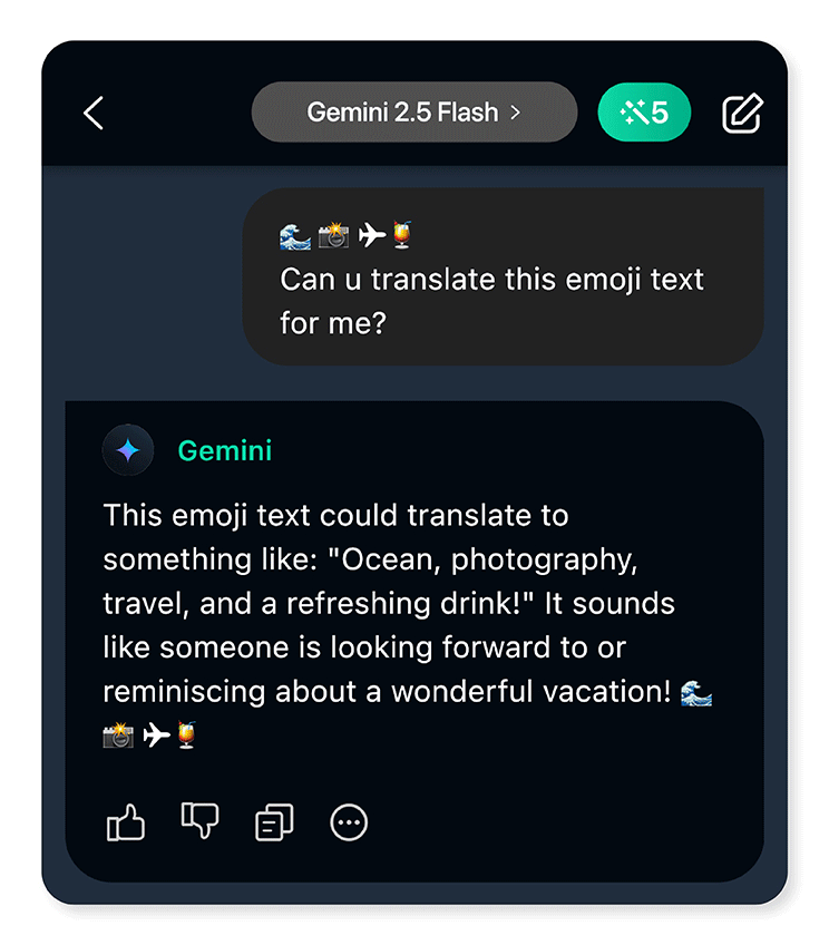 Not sure what certain emojis mean? Translate them with YouCam AI Chat.