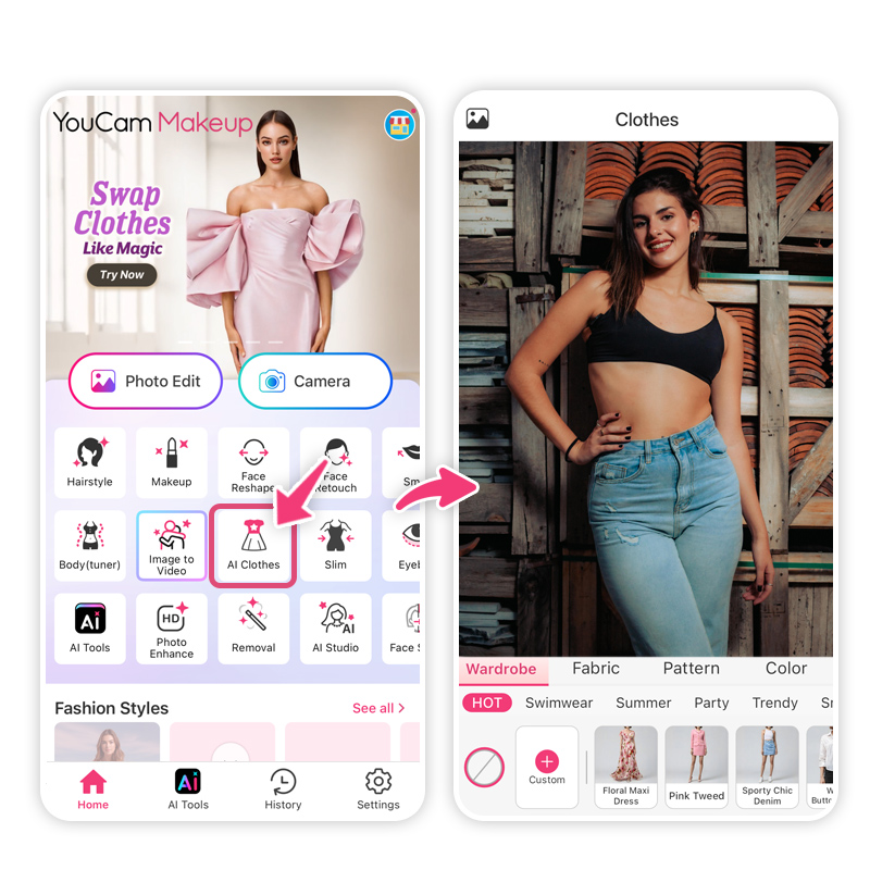 See if millennial fashion outfits suit you well with YouCam Makeup app.