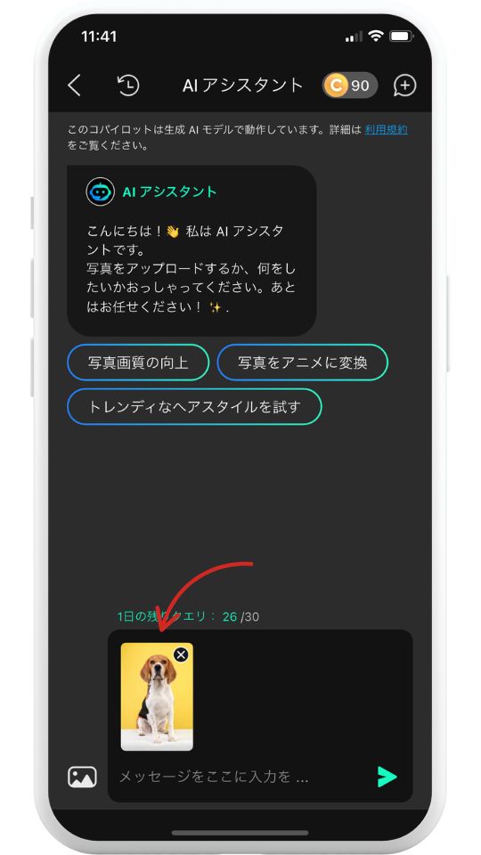 ステップ③：犬の写真をアップロード
