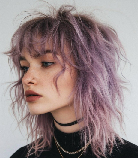 Wolfcut lavande violet tendance 2025