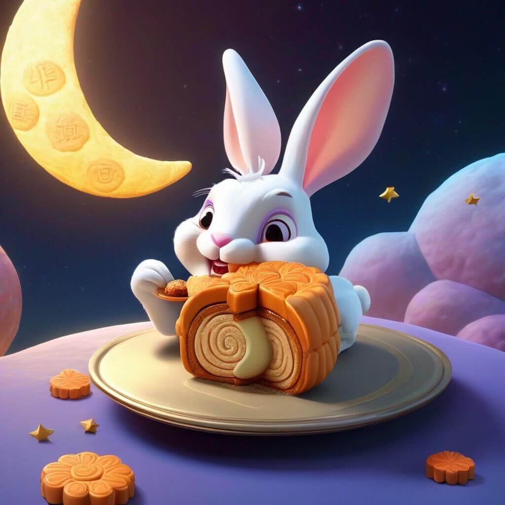 中秋節圖案｜Q 版卡通月兔