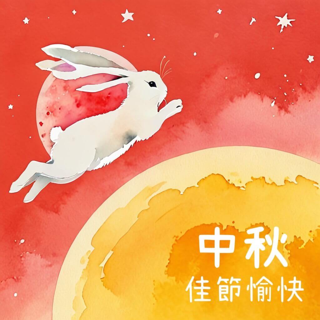 中秋節快樂圖｜玉兔奔月